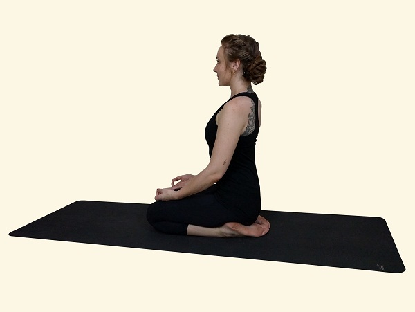 Young woman doing yoga in Vajrasana pose in studio Stock Photo - Alamy