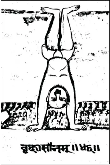 Handstand Illustration from the unpublished manuscript "Yogāsana - Jaina"