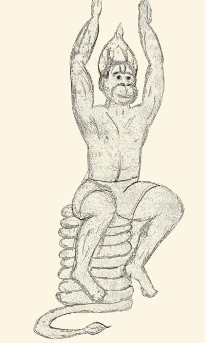 hanuman in utkatasana, the chair pose